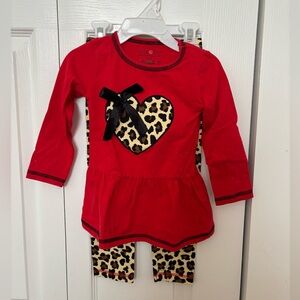 Ann Loren Red Dress with Leopard Heart and Black Bow